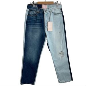 Revice Denim Color Block Straight Leg Ankle Jeans Size 28
